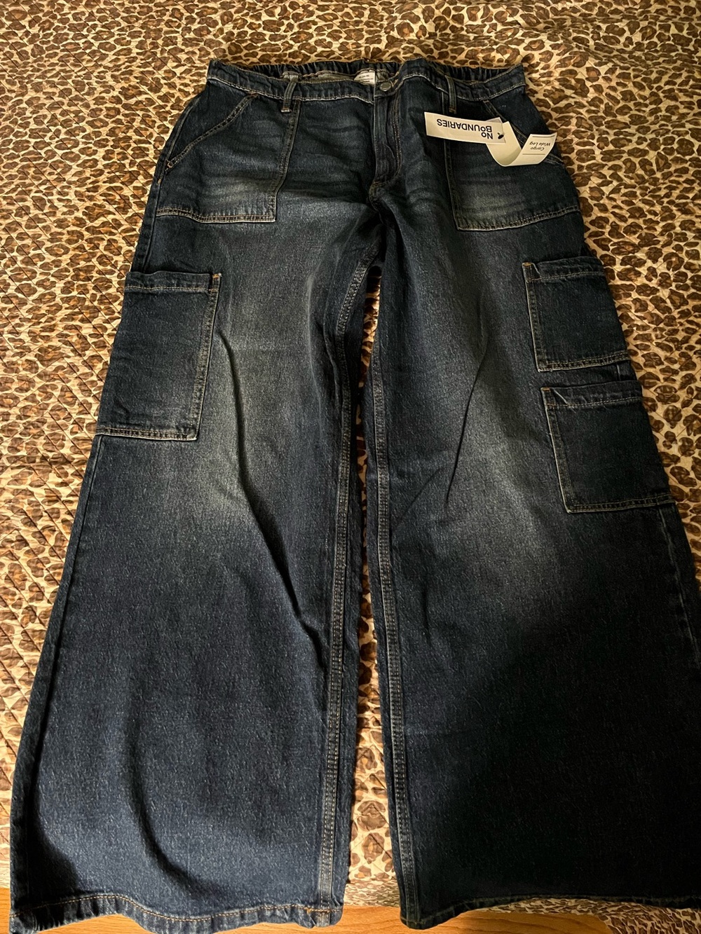No Boundaries Dark Blue Stretch Denim Wide Leg Jeans - Picture 8 of 12